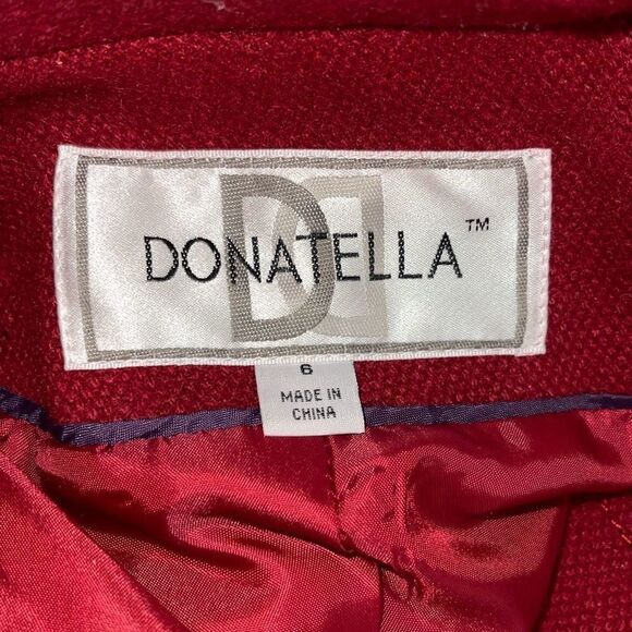 Donatella Vintage Women's Printed Lining Wool Button Single Breasted Coat Cherry - Picture 7 of 9